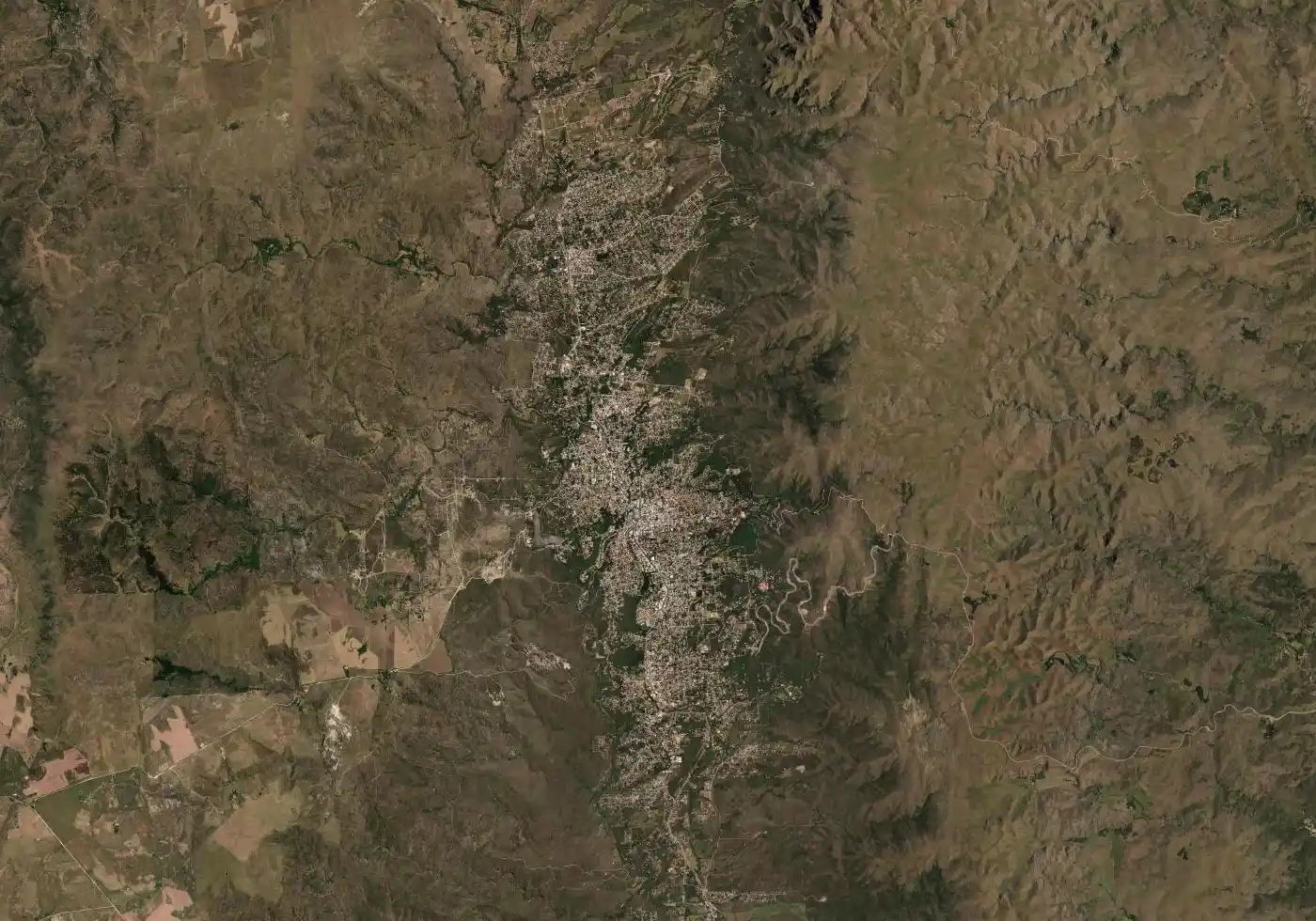 Mapa satelital de La Falda con el marcador del servicio