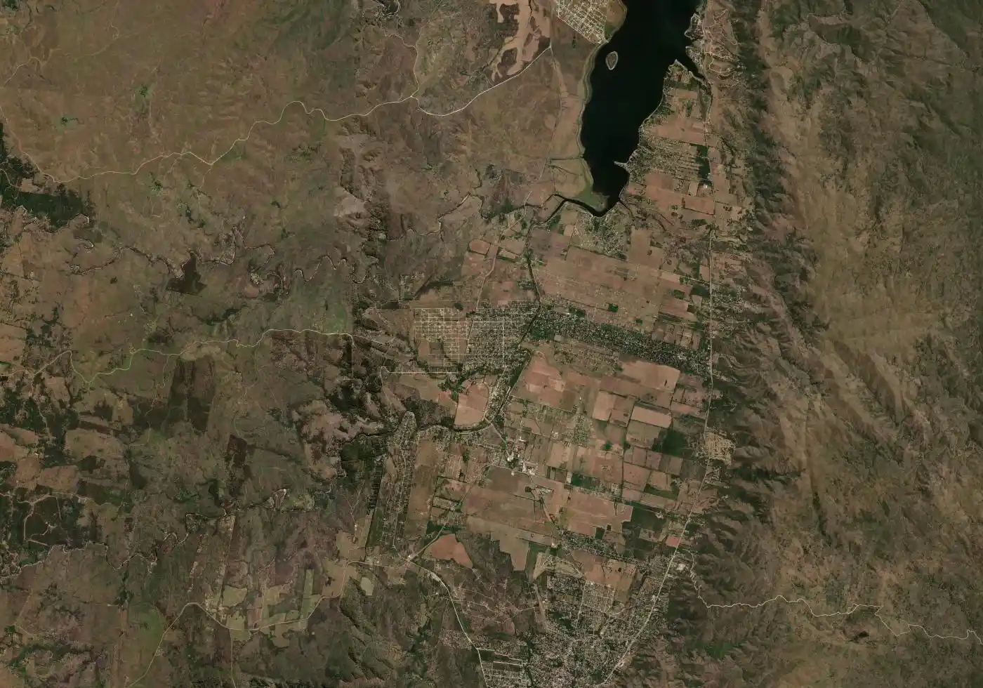 Mapa satelital de Los Reartes con el marcador del servicio
