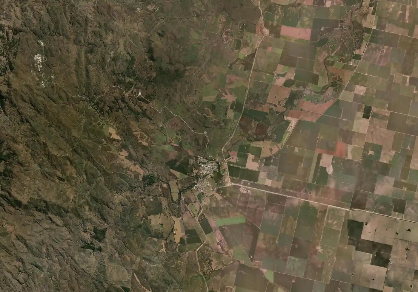 Mapa satelital de Río de los Sauces con el marcador del servicio