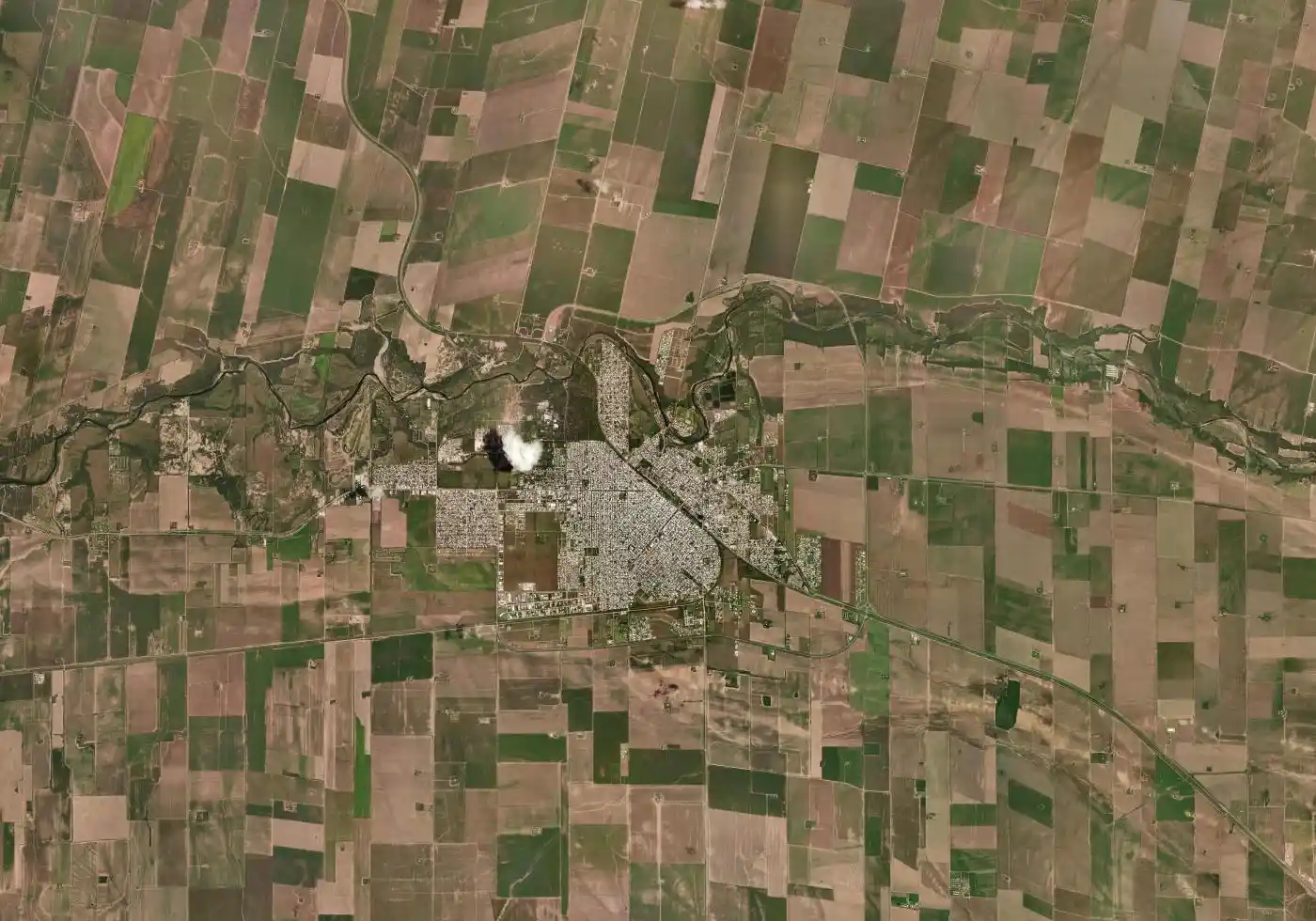 Mapa satelital de Río Tercero con el marcador del servicio