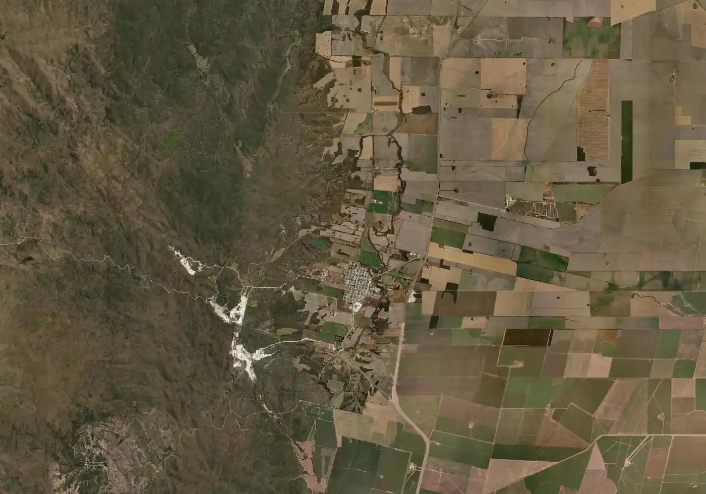 Mapa satelital de San Agustín con el marcador del servicio