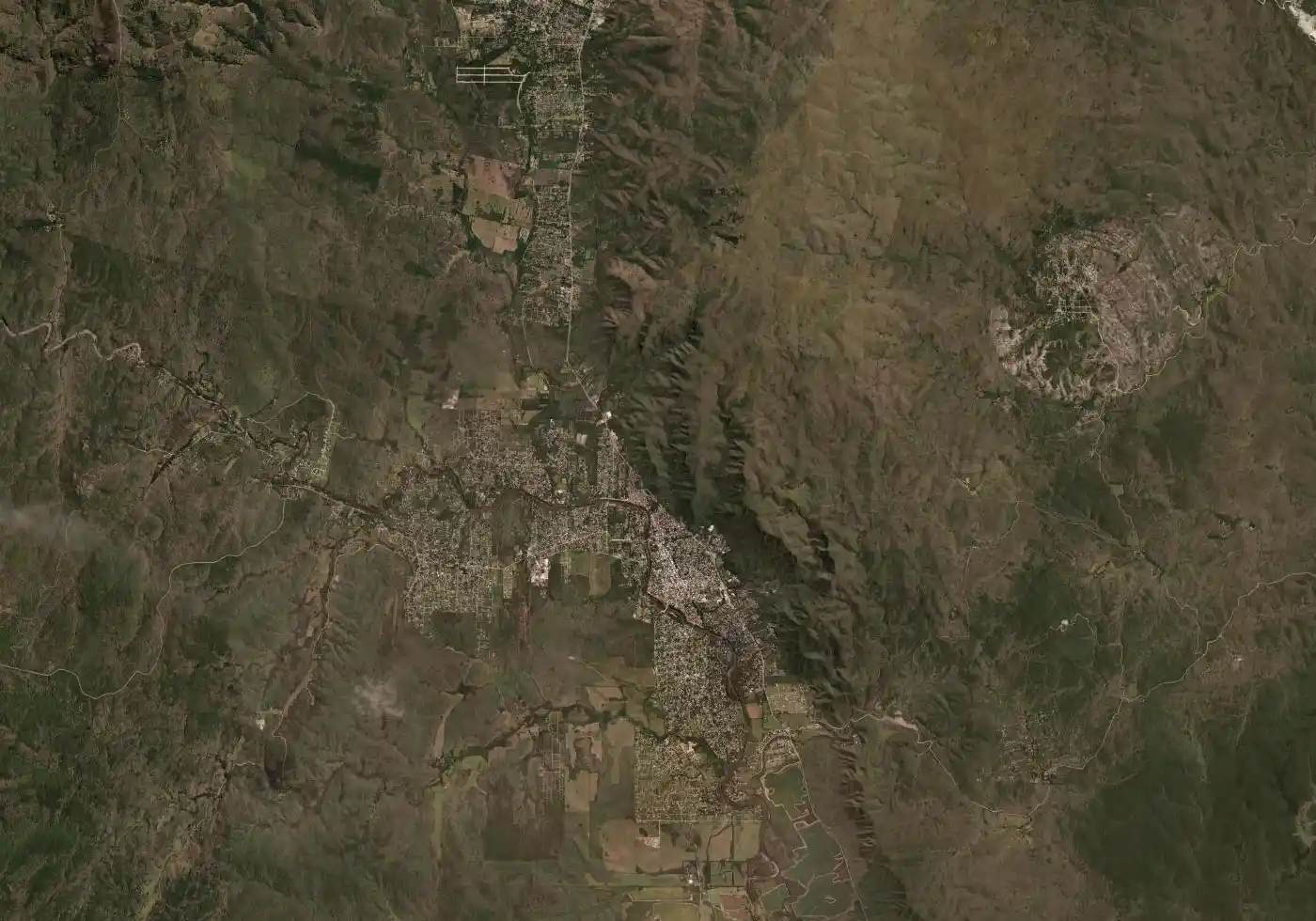 Mapa satelital de Santa Rosa de Calamuchita con el marcador del servicio