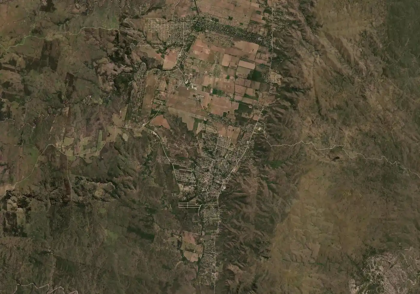 Mapa satelital de Villa General Belgrano con el marcador del servicio